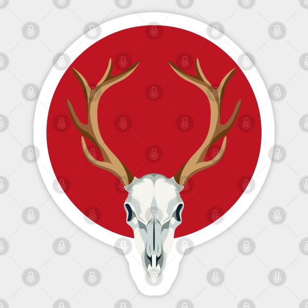 Red deer's Skull Sticker by AtelierNab